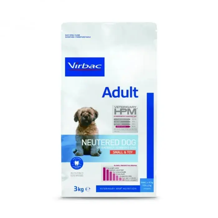Hrana uscata pentru caini Virbac HPM Adult Neutered Small  Toy 3 kg