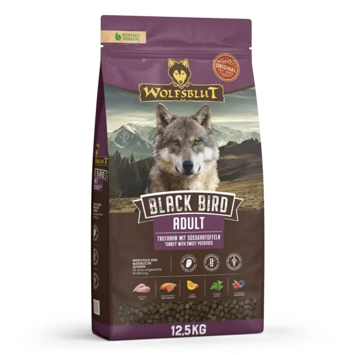 Hrana uscata pentru caini Wolfsblut Black Bird Adult cu curcan 12,5 kg