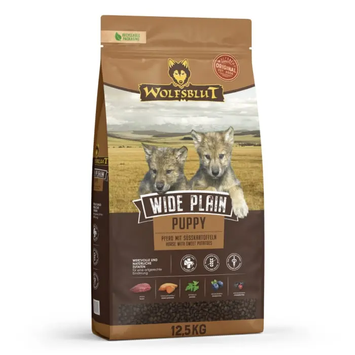 Hrana uscata pentru caini Wolfsblut Wide Plain Puppy cu carne de cal 12,5 kg