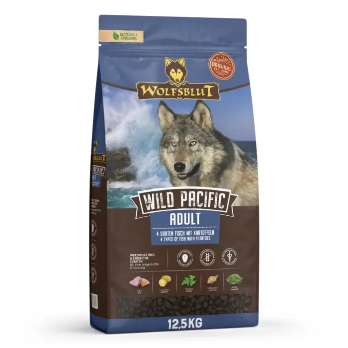Hrana uscata pentru caini Wolfsblut Wild Pacific Adult cu peste 12,5 kg