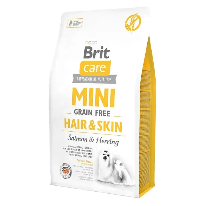 Hrana uscata pentru caini Brit Care Grain Free Mini Adult Hair Skin 2 kg