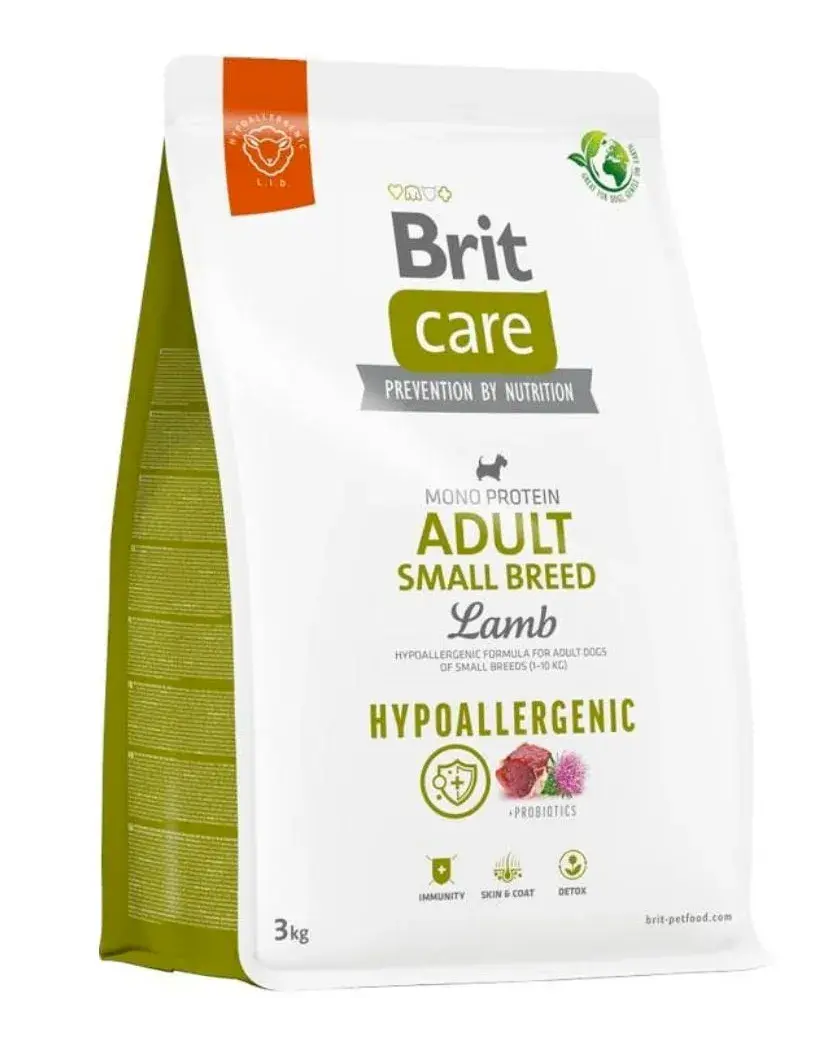 Hrana uscata pentru caini Brit Care Hypoallergenic Adult Small Breed cu miel 3 kg