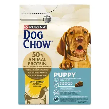Hrana uscata pentru caini Dog Chow Puppy cu pui 2,5 kg