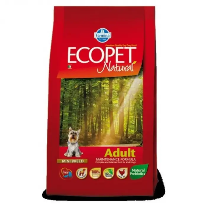 Hrana uscata pentru caini Ecopet Natural Mini Adult cu pui 12 kg