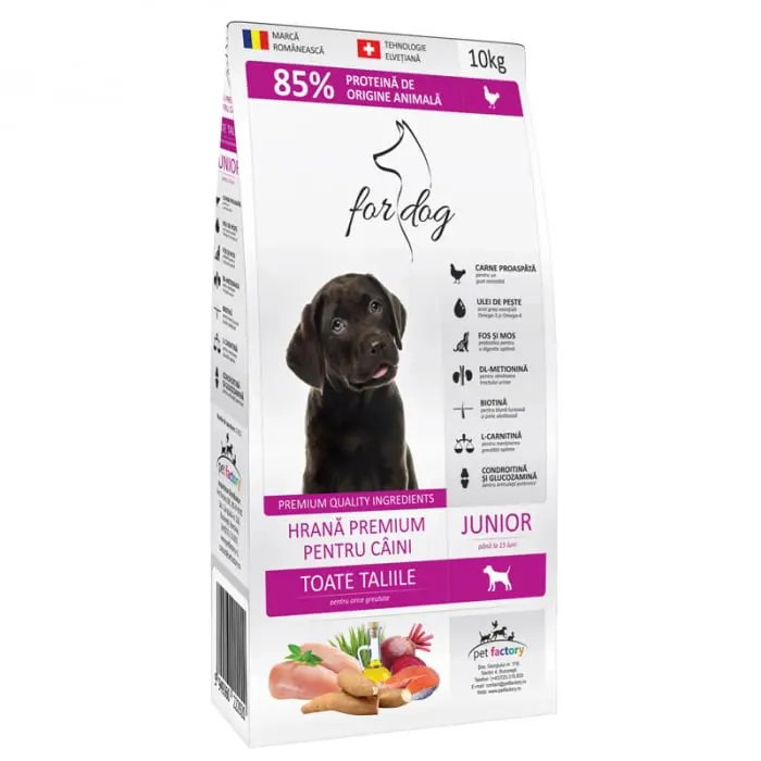 Hrana uscata pentru caini For Dog Junior cu pui 10 kg