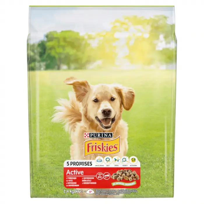 Hrana uscata pentru caini Friskies Active cu vita 2,4 kg