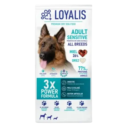 Hrana uscata pentru caini Loyalis Adult Sensitive cu miel 3 kg