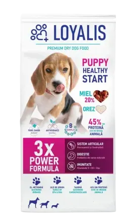 Hrana uscata pentru caini Loyalis Puppy Healthy Start cu miel 10 kg