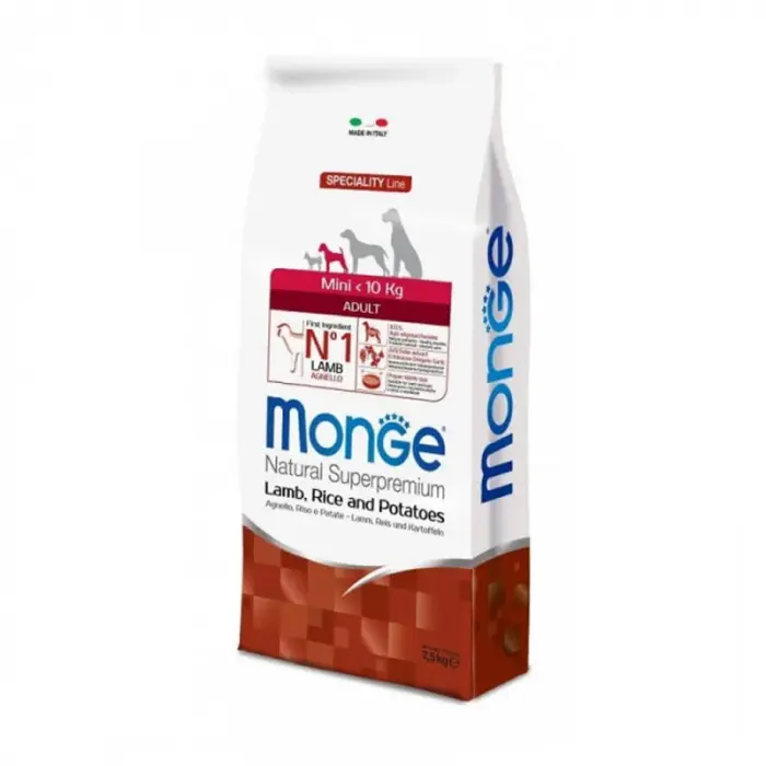 Hrana uscata pentru caini Monge Natural Superpremium Mini Adult cu miel 7,5 kg