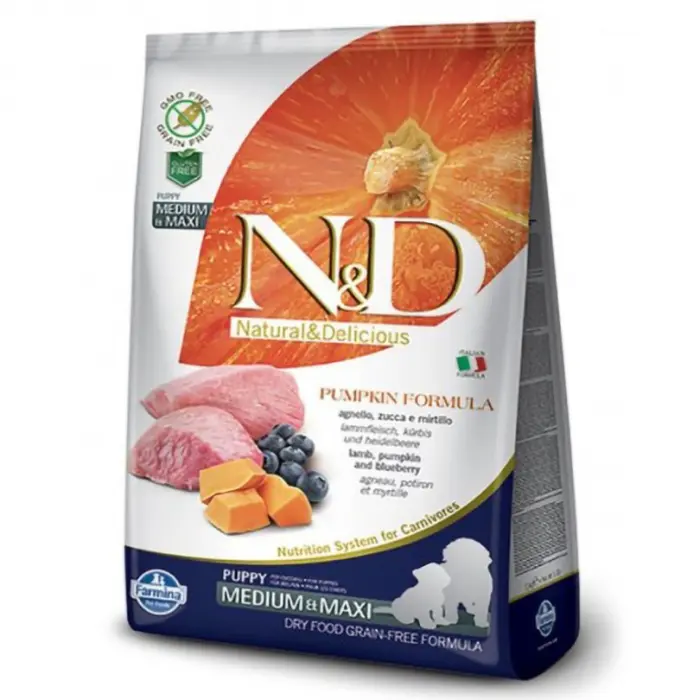 Hrana uscata pentru caini Farmina ND Puppy Medium  Maxi cu dovleac, miel  coacaze 12 kg