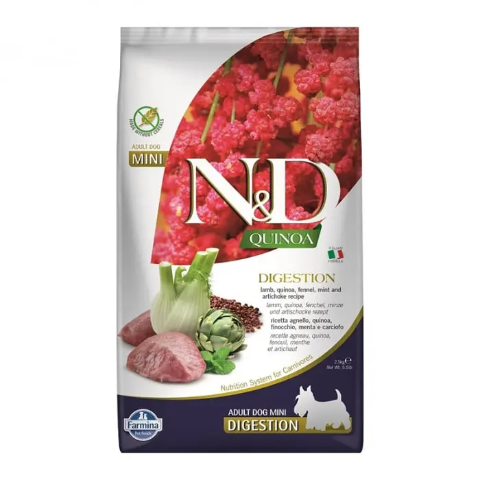 Hrana uscata pentru caini ND Quinoa Digestion Mini Adult cu miel  fenicul 2,5 kg