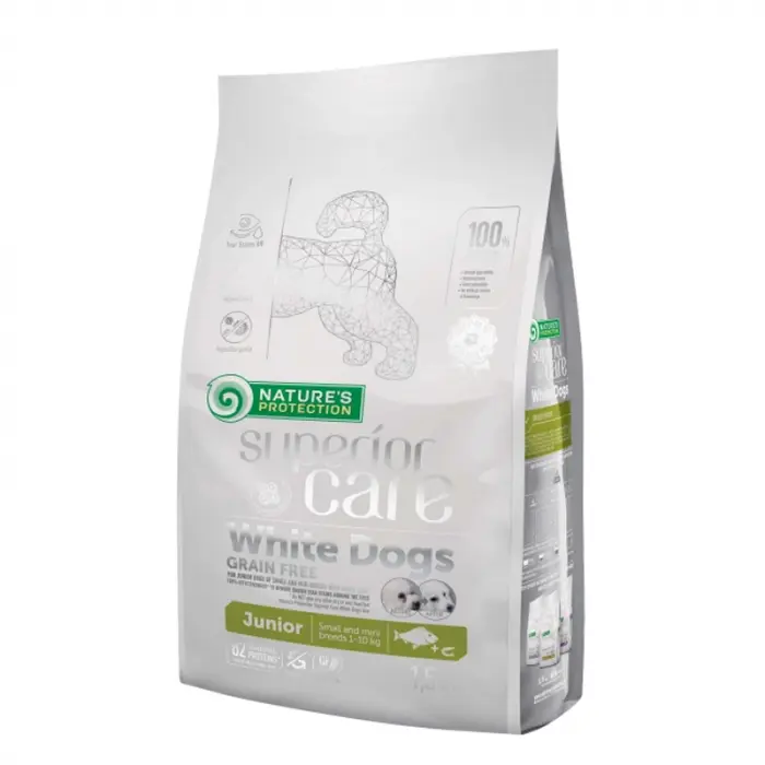 Hrana uscata pentru caini N.P. Superior Care White Dog Junior cu peste 10 kg