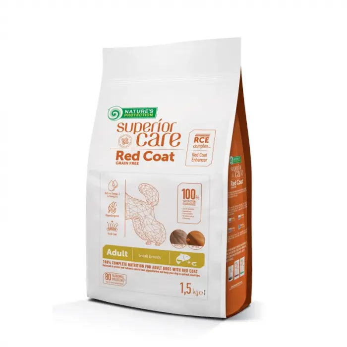 Hrana uscata pentru caini N.P. Superior Care Red Coat Small  Mini Adult cu somon 1,5 kg