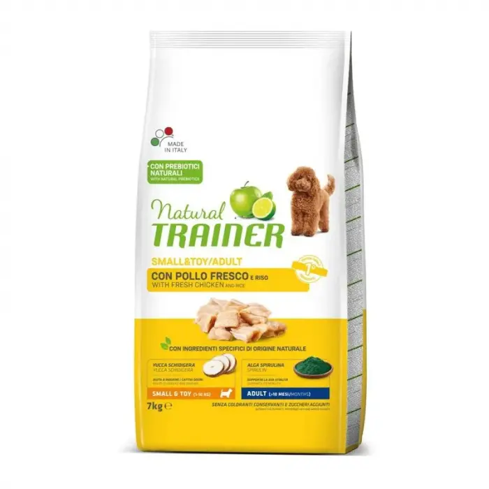 Hrana uscata pentru caini Natural Trainer Mini Adult cu pui orez 7 kg