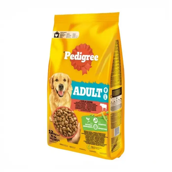 Hrana uscata pentru caini Pedigree Adult cu vita legume 12 kg
