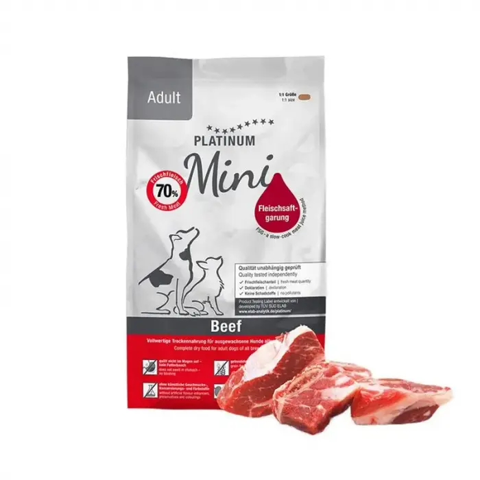 Hrana uscata pentru caini Platinum Mini Adult cu vita 900 gr