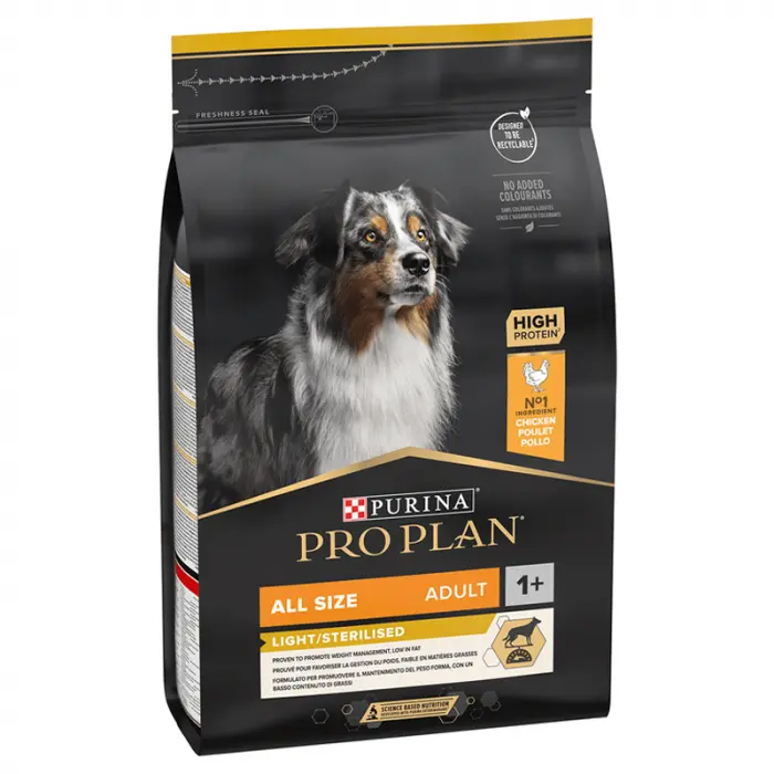 Hrana uscata pentru caini Pro Plan OptiWeight Light Sterilised cu pui 3 kg