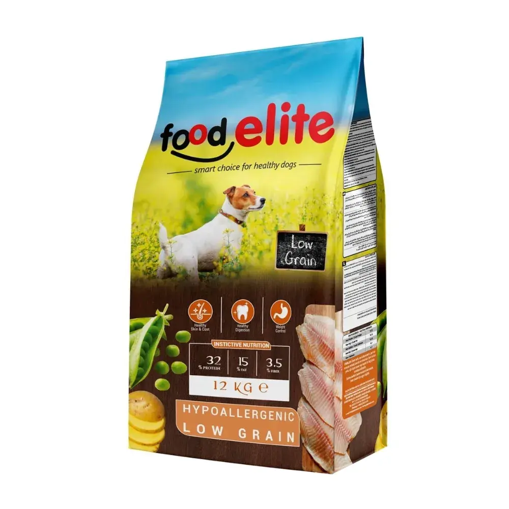 Hrana uscata pentru caini Food Elite Hypoallergenic Low Grain cu peste  pui 12 kg