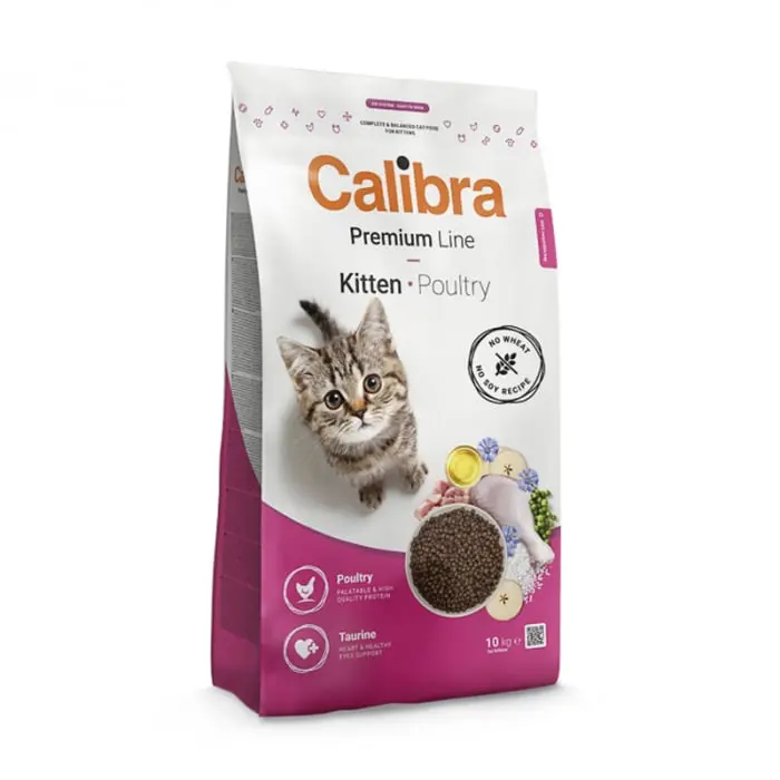Hrana uscata pentru pisici Calibra Premium Line Kitten cu pui 10 kg