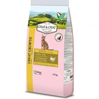 Hrana uscata pentru pisici Chat  Chat Kitten cu pui 14 kg