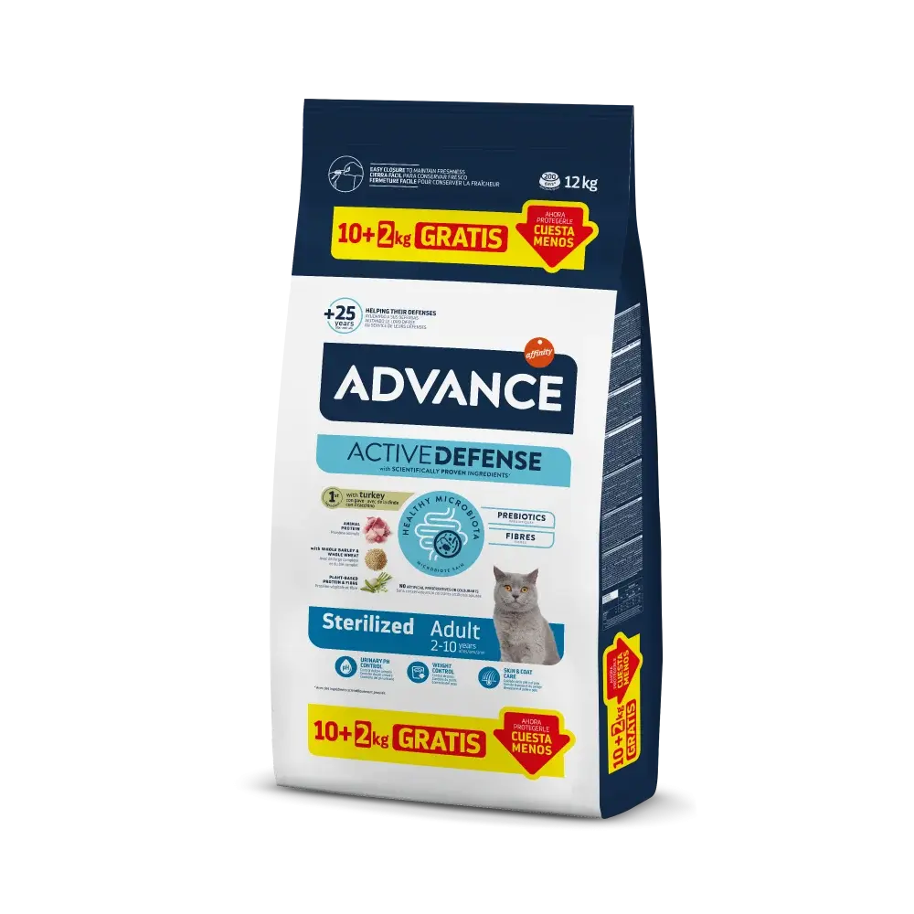 Hrana uscata pentru pisici Advance Adult Sterilised cu curcan 10 + 2 kg GRATIS