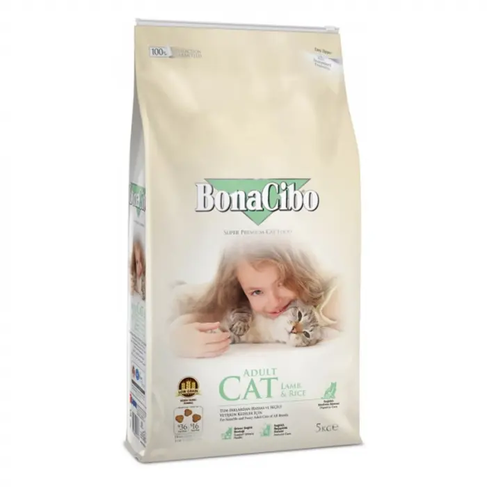 Hrana uscata pentru pisici Bona Cibo Adult cu miel  orez 5 kg