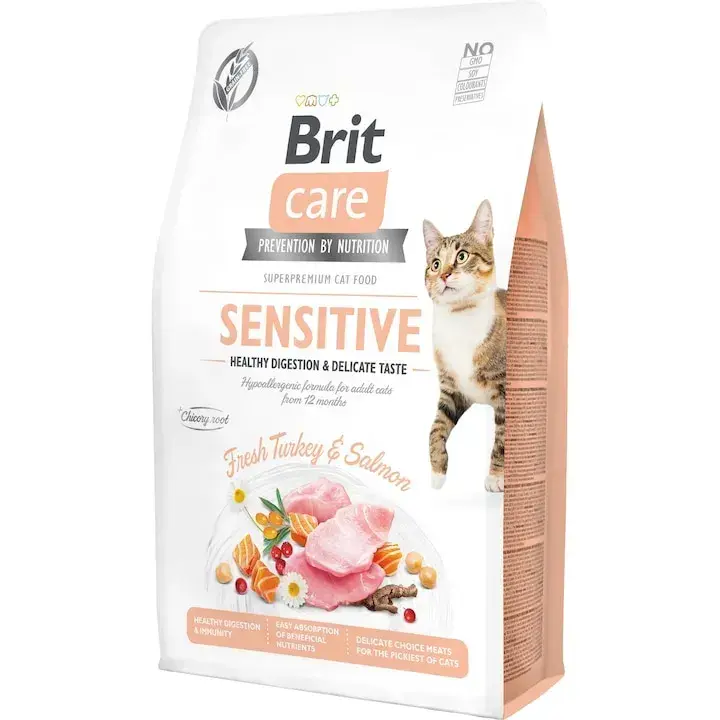 Hrana uscata pentru pisici Brit Care GF Sensitive Healthy Digestion Delicate Taste 7 kg