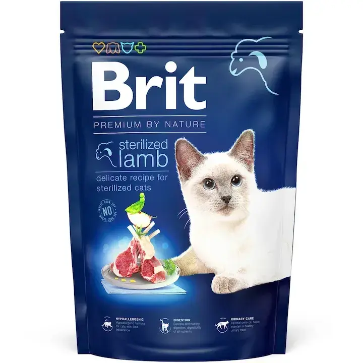 Hrana uscata pentru pisici Brit Premium by Nature Sterilized cu miel 1,5 kg