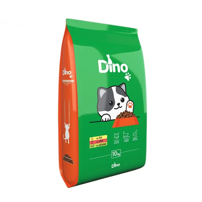 Hrana uscata pentru pisici Dino cu pui vita legume 10 kg