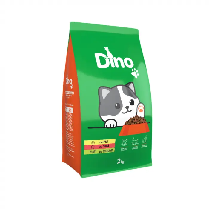 Hrana uscata pentru pisici Dino cu pui vita legume 2 kg