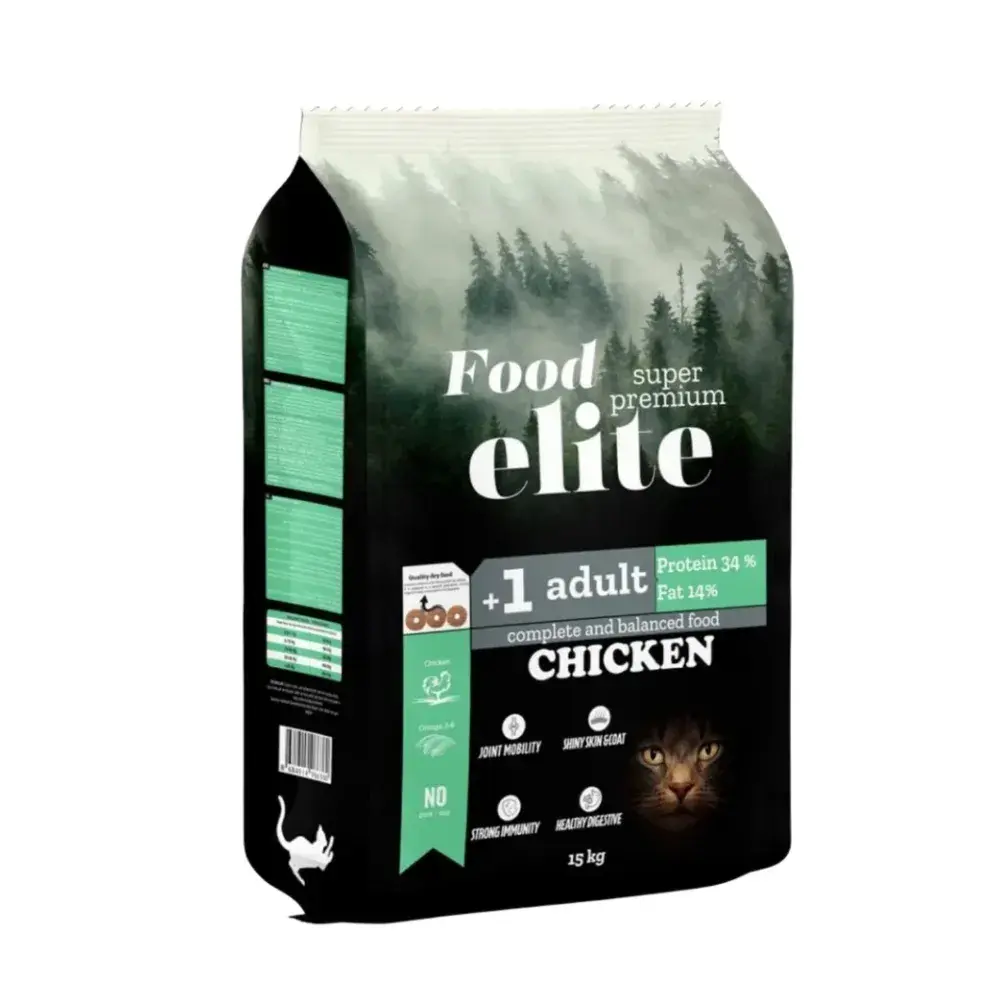 Hrana uscata pentru pisici Food Elite Adult cu pui 15 kg