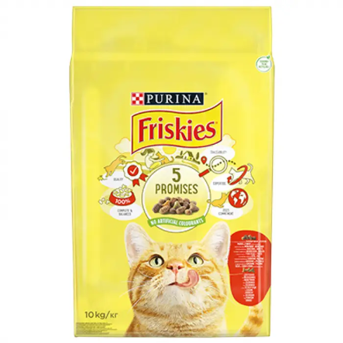 Hrana uscata pentru pisici Friskies cu vita  legume 10 kg