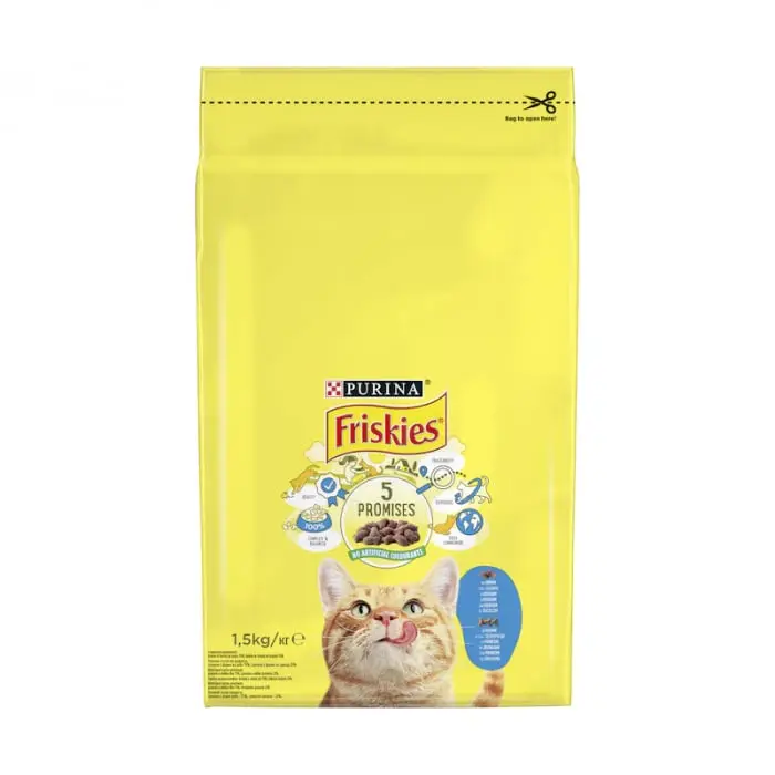 Hrana uscata pentru pisici Friskies Adult cu somon legume 1,5 kg