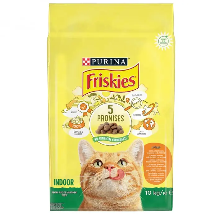Hrana uscata pentru pisici Friskie Indoor cu pui legume 10 kg
