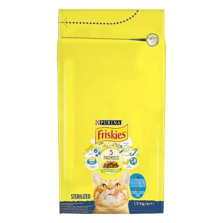 Hrana uscata pentru pisici Friskies Sterilised cu somon  legume 1,5 kg