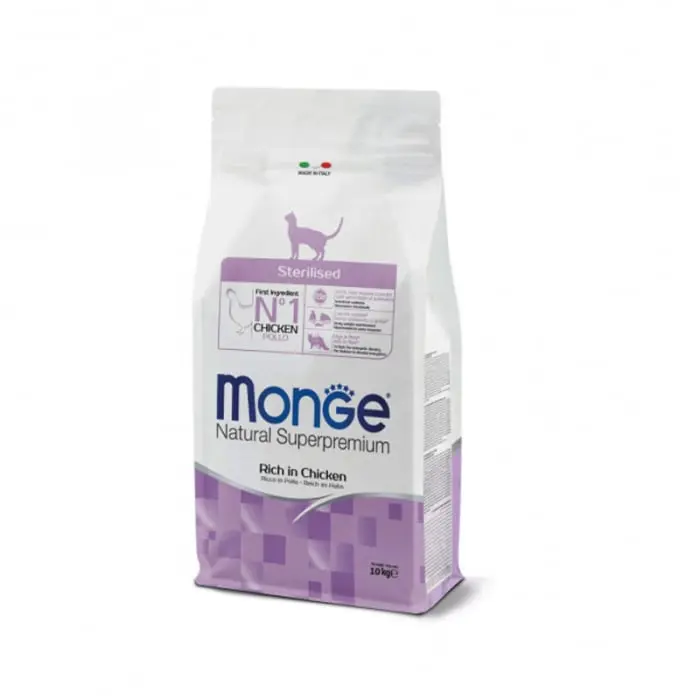Hrana uscata pentru pisici Monge Natural Superpremium Sterilised cu pui