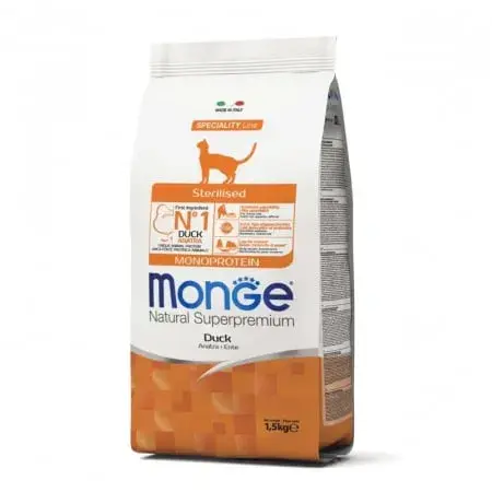Hrana uscata pentru pisici Monge Natural Superpremium Sterilised cu rata 1,5 kg