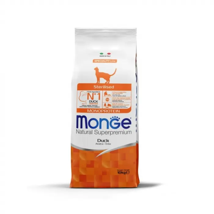 Hrana uscata pentru pisici Monge Natural Superpremium Sterilised cu rata 10 kg