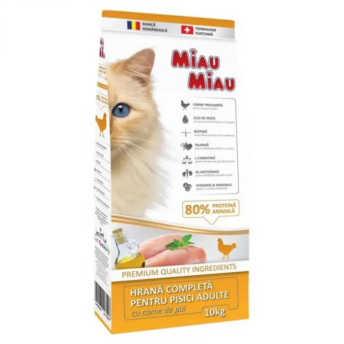 Hrana uscata pentru pisici Miau Miau cu pui 10 kg