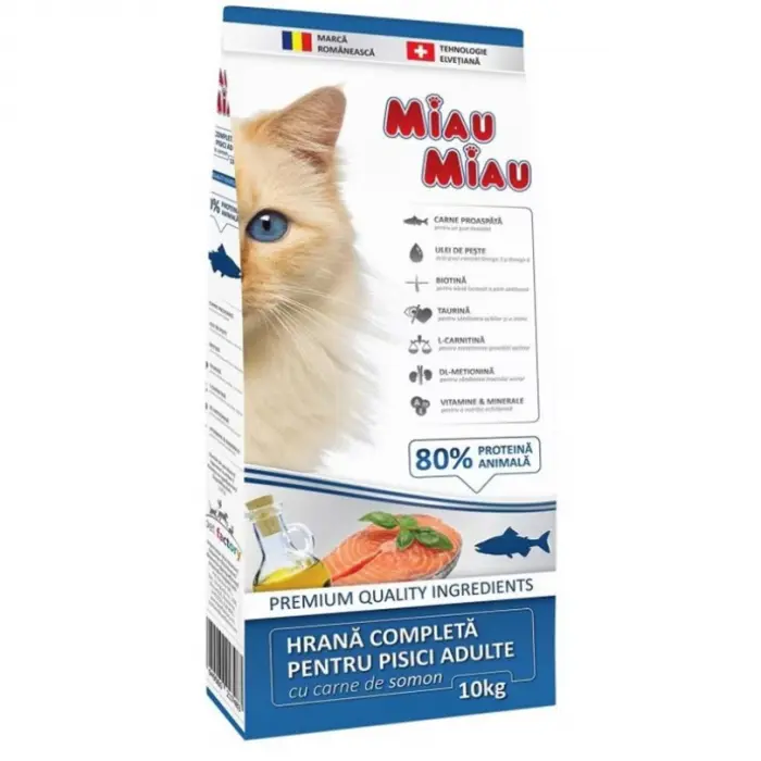 Hrana uscata pentru pisici Miau Miau cu somon 10 kg