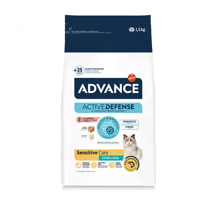 Hrana uscata pentru pisici Advance Sensitive Sterilised cu somon 1,5 kg