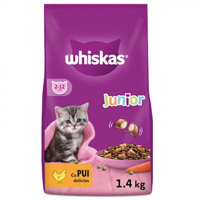 Hrana uscata pentru pisici Whiskas Junior cu pui 1,4 kg