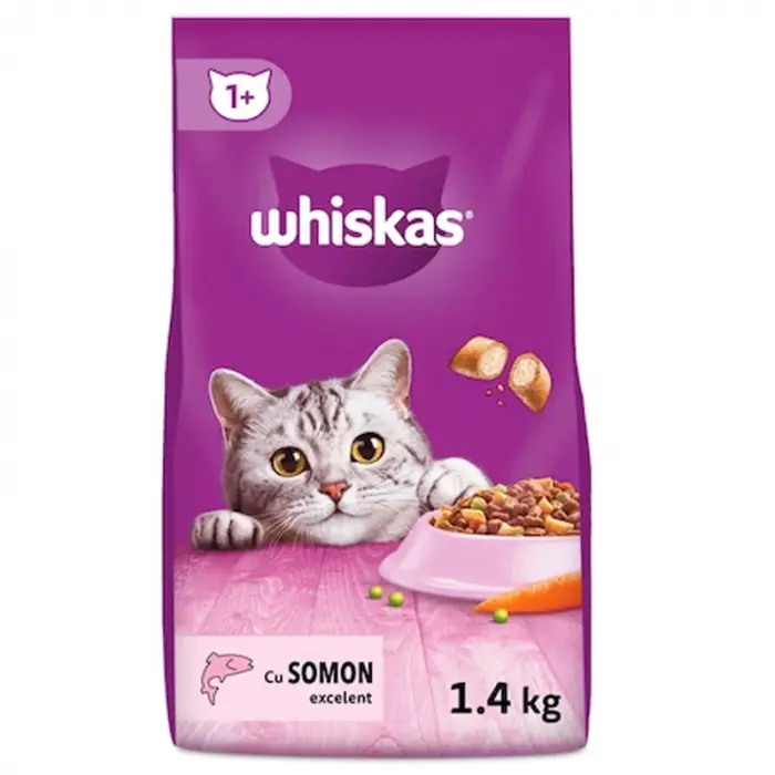 Hrana uscata pentru pisici Whiskas cu somon 1,4 kg