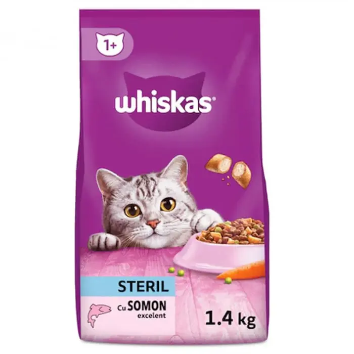 Hrana uscata pentru pisici Whiskas Sterile cu somon 1,4 kg