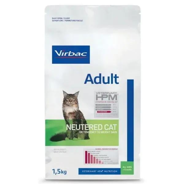 Hrana uscata pentru pisici Virbac HPM Adult Neutered 1,5 kg