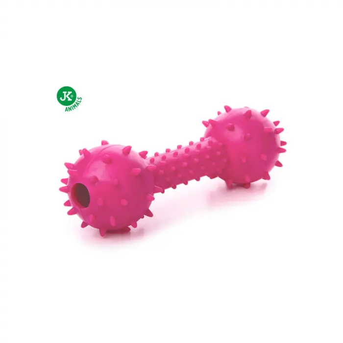 Jucarie pentru caini JK Gantera cu tepi roz 14 cm