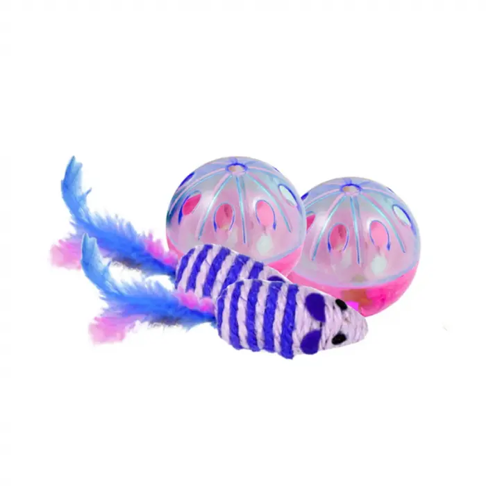 Jucarie pentru pisici Miau Miau soricel  minge 4 bucati