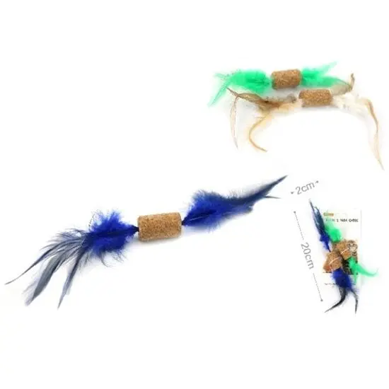 Jucarie pentru pisici - pluta cu pene 20 cm x 2 buc set