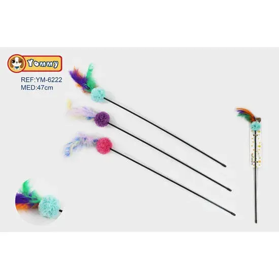 Jucarie pentru pisici Undita Minge  Coada 47 cm