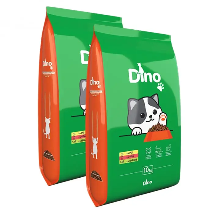 Oferta 2 saci x 10 kg Hrana uscata pentru pisici Dino cu pui vita legume
